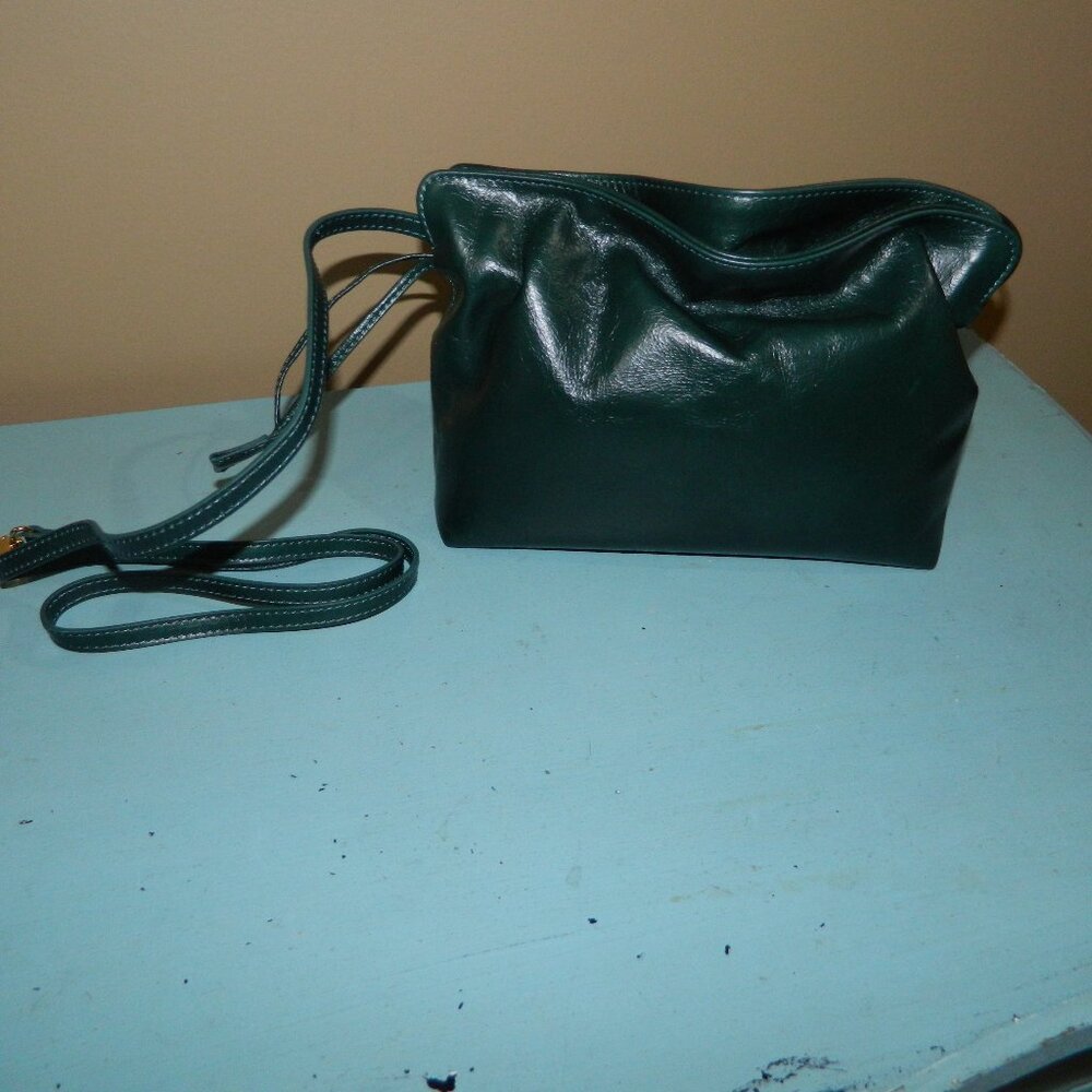 Mark & Graham Lucia Italian Leather Gathered Clutch Green
